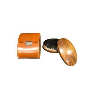 Vintage Brush Set with Real‎ Hide Leather Case Made In England